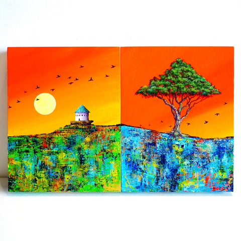 Village with migratory birds yellow (F0)
