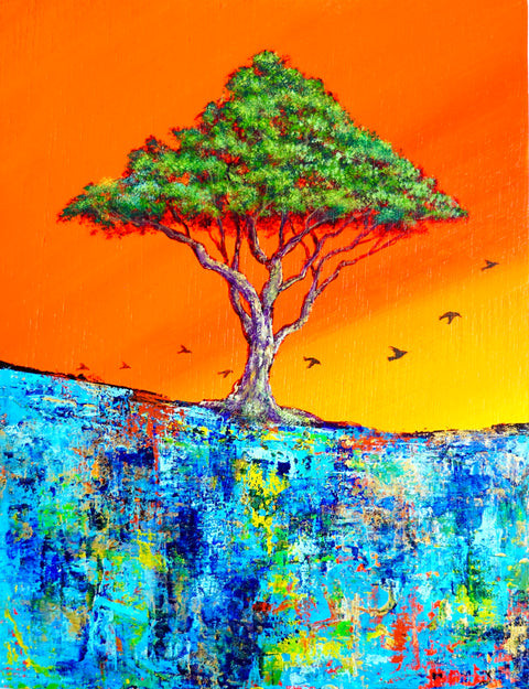 Village with migratory birds orange (F0)