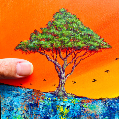 Village with migratory birds orange (F0)