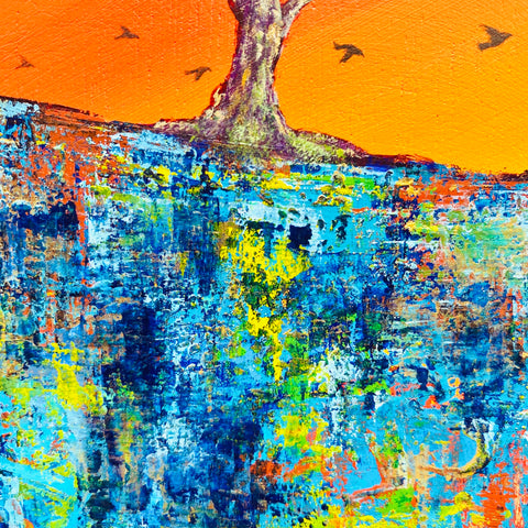 Village with migratory birds orange (F0)