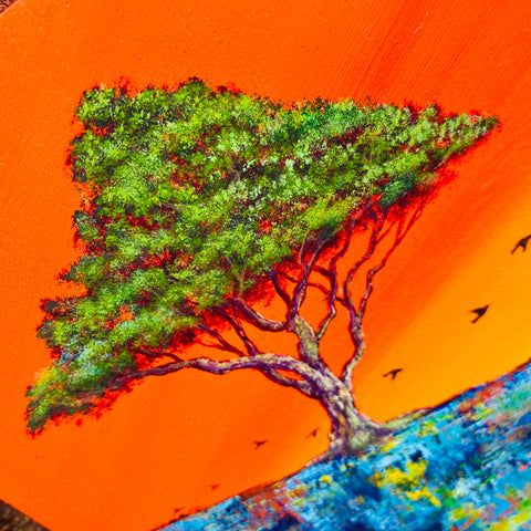 Village with migratory birds orange (F0)