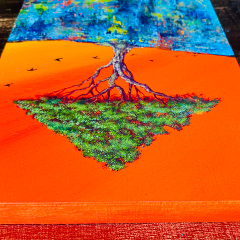 Village with migratory birds orange (F0)