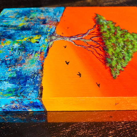 Village with migratory birds orange (F0)