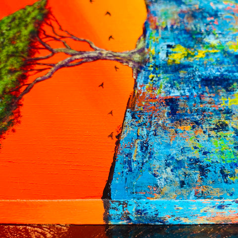 Village with migratory birds orange (F0)
