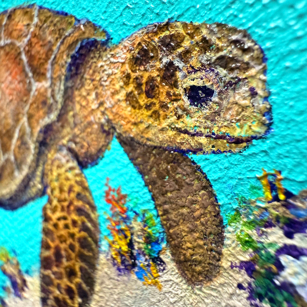 アートパネル　タートル　亀　マナティ　ジュゴン　アザラシ　滝　海　魚　熱帯雨林 Sea turtle 002 
