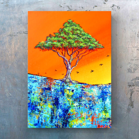 Village with migratory birds orange (F0)