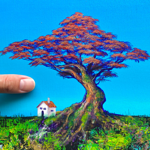 Under the red tree in the blue sky (F4)