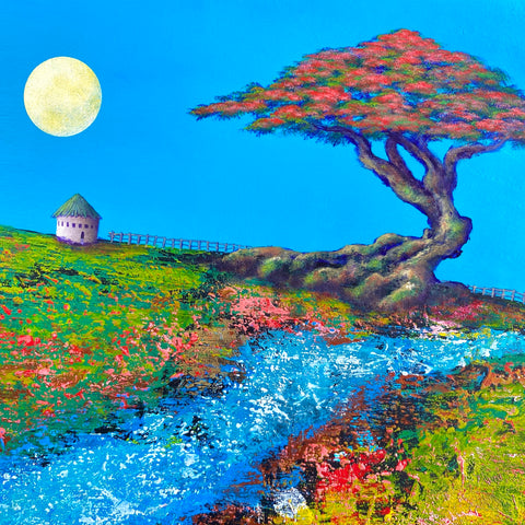 Green hill and the moon (F4)