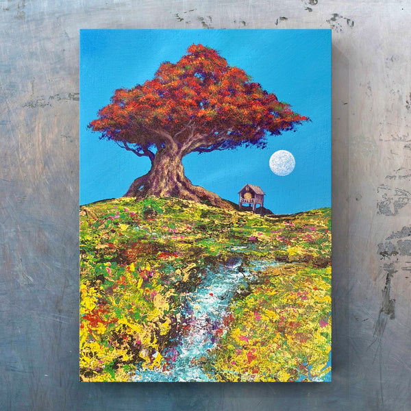 絵画　レジン　約束　スラム街の少年と少女（ガーネット,サンストーン水晶） 絵画 レジン 約束 スラム街の少年と少女（ガーネット,サン